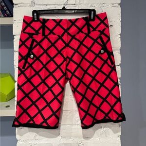 Adidas Climalite Gold Red and Black Geometric Shorts‎ Women’s Size 4